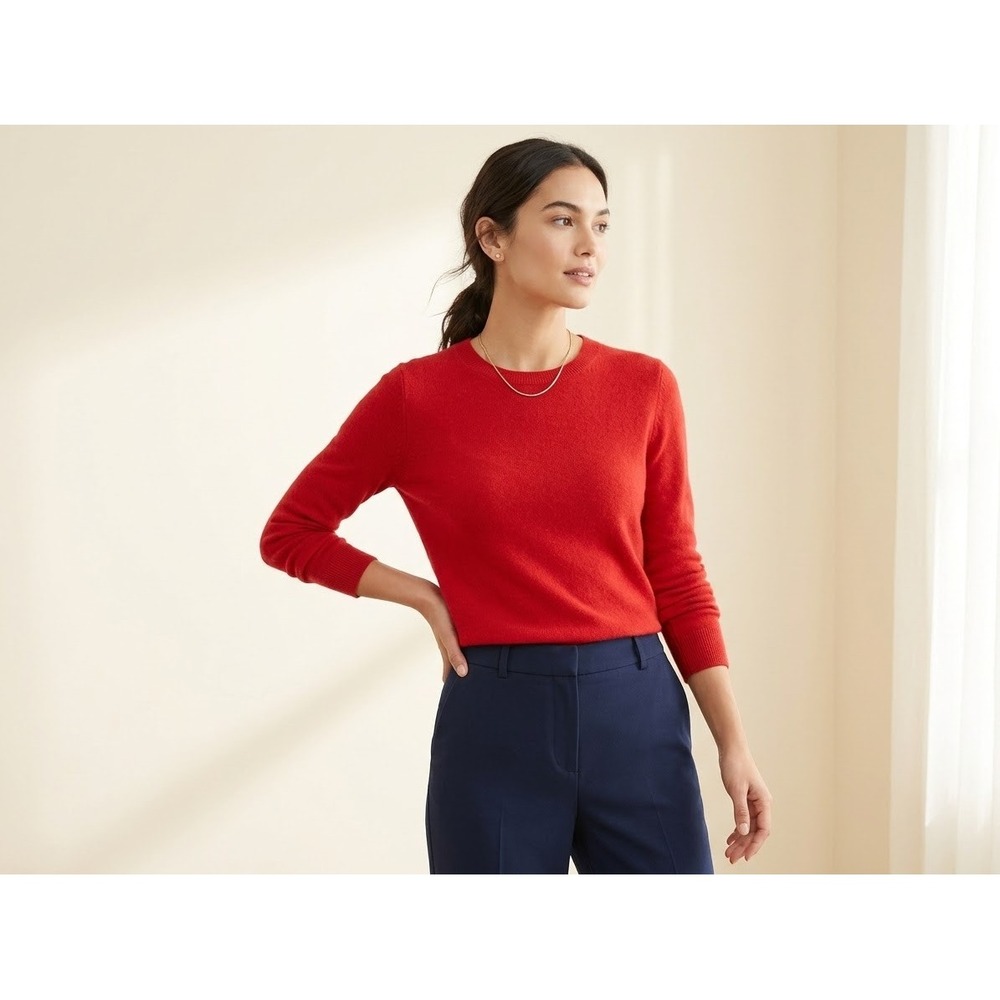 Antonio Melani Cashmere Sweater Womens XS Red Crew Neck Luxury Classic Preppy